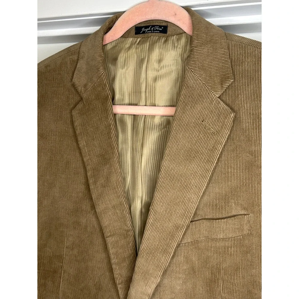 Joseph & Feiss Mens Corduroy Sport Coat Blazer Jacket‎ Tan 41R Lined Academia